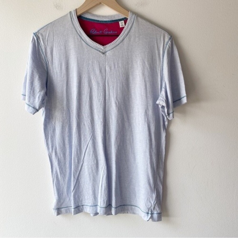 robert graham light blue v-neck classic fit t-shirt